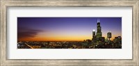 Chicago at Night with Purple Sky Fine Art Print