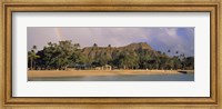 USA, Hawaii, Oahu, Honolulu, Diamond Head St Park, View of a rainbow over a beach resort Fine Art Print