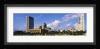 Buildings on the banks of a river, Scioto River, Columbus, Ohio, USA Fine Art Print