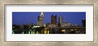 Buildings lit up at night, Columbus, Scioto River, Ohio, USA Fine Art Print