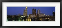 Buildings lit up at night, Columbus, Scioto River, Ohio, USA Fine Art Print