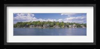 Boathouses near the river, Schuylkill River, Philadelphia, Pennsylvania, USA Fine Art Print