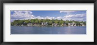 Boathouses near the river, Schuylkill River, Philadelphia, Pennsylvania, USA Fine Art Print
