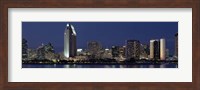 Skyscrapers at night in San Diego, California Fine Art Print