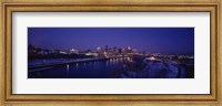 Reflection of buildings in a river at night, Mississippi River, Minneapolis and St Paul, Minnesota, USA Fine Art Print