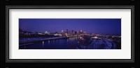 Reflection of buildings in a river at night, Mississippi River, Minneapolis and St Paul, Minnesota, USA Fine Art Print