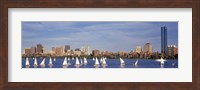 View of boats on a river by a city, Charles River,  Boston Fine Art Print