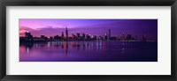 Buildings at the waterfront lit up at dusk, Sears Tower, Hancock Building, Lake Michigan, Chicago, Cook County, Illinois, USA Fine Art Print