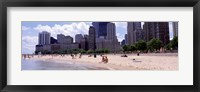 Group of people on the beach, Oak Street Beach, Chicago, Illinois, USA Fine Art Print