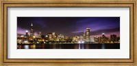 Buildings at the waterfront lit up at night, Chicago, Illinois Fine Art Print