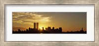 Manhattan skyline and a statue at sunrise, Statue Of Liberty, New York City, New York State, USA Fine Art Print