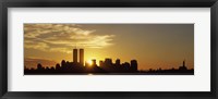 Manhattan skyline and a statue at sunrise, Statue Of Liberty, New York City, New York State, USA Fine Art Print
