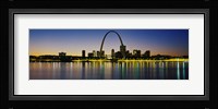City lit up at night, Gateway Arch, Mississippi River, St. Louis, Missouri Fine Art Print