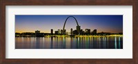 City lit up at night, Gateway Arch, Mississippi River, St. Louis, Missouri Fine Art Print