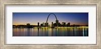 City lit up at night, Gateway Arch, Mississippi River, St. Louis, Missouri Fine Art Print