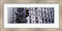 Low angle view of a Green traffic light in front of a building, Wall Street, New York City Fine Art Print