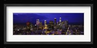 Skyscrapers lit up at night, City Of Los Angeles, California, USA Fine Art Print