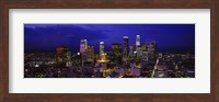 Skyscrapers lit up at night, City Of Los Angeles, California, USA Fine Art Print