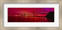 Suspension bridge lit up at night, Bay Bridge, San Francisco, California, USA Fine Art Print