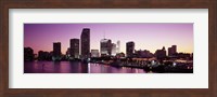 Buildings lit up at dusk, Biscayne Bay, Miami, Miami-Dade county, Florida, USA Fine Art Print