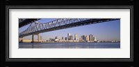 Low angle view of bridges across a river, Crescent City Connection Bridge, Mississippi River, New Orleans, Louisiana, USA Fine Art Print