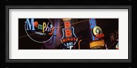 Low angle view of neon signs lit up at night, Beale Street, Memphis, Tennessee, USA Fine Art Print