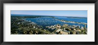 Aerial view of a harbor, Newport Harbor, Newport, Rhode Island, USA Framed Print