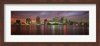 Buildings lit up at the waterfront, New Orleans, Louisiana, USA Fine Art Print