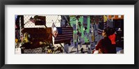 Side profile of a woman standing in front of chain-link fence at a memorial, New York City, New York State, USA Fine Art Print