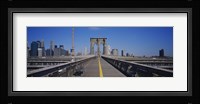 Bench on a bridge, Brooklyn Bridge, Manhattan, New York City, New York State, USA Fine Art Print