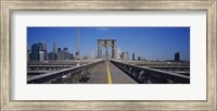 Bench on a bridge, Brooklyn Bridge, Manhattan, New York City, New York State, USA Fine Art Print