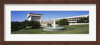 Fountain in front of a library, Lyndon Johnson Presidential Library and Museum, Austin, Texas, USA Fine Art Print