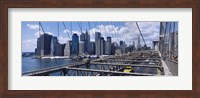 Traffic on a bridge, Brooklyn Bridge, Manhattan, New York City, New York State Fine Art Print