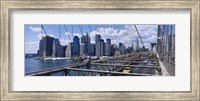 Traffic on a bridge, Brooklyn Bridge, Manhattan, New York City, New York State Fine Art Print