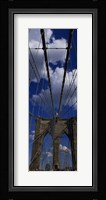 Low angle view of a bridge, Brooklyn Bridge, Manhattan (color, vertical) Fine Art Print