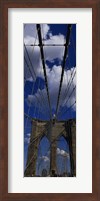 Low angle view of a bridge, Brooklyn Bridge, Manhattan (color, vertical) Fine Art Print