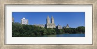Buildings on the bank of a lake, Manhattan, New York City, New York State, USA Fine Art Print