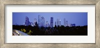Buildings lit up at dusk, Houston, Texas Fine Art Print