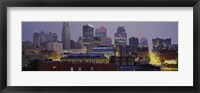 Buildings lit up at dusk, Kansas City, Missouri, USA Fine Art Print