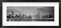 Black and White view of Buildings at the waterfront, Chicago, Illinois Fine Art Print