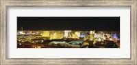 High Angle View Of Buildings Lit Up At Night, Las Vegas, Nevada Fine Art Print