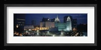 Temple lit up at night, Mormon Temple, Salt Lake City, Utah, USA Fine Art Print