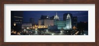 Temple lit up at night, Mormon Temple, Salt Lake City, Utah, USA Fine Art Print