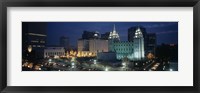 Temple lit up at night, Mormon Temple, Salt Lake City, Utah, USA Fine Art Print