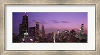 Chicago Buildings lit up at dusk Fine Art Print