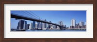 New York City, Brooklyn Bridge, Skyscrapers in a city Fine Art Print