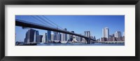 New York City, Brooklyn Bridge, Skyscrapers in a city Fine Art Print