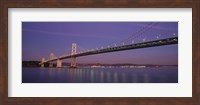 Low angle view of a bridge at dusk, Oakland Bay Bridge, San Francisco, California, USA Fine Art Print