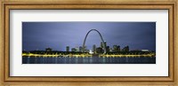 Buildings Lit Up At Dusk, Mississippi River, St. Louis, Missouri, USA Fine Art Print