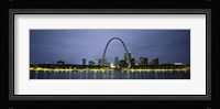 Buildings Lit Up At Dusk, Mississippi River, St. Louis, Missouri, USA Fine Art Print